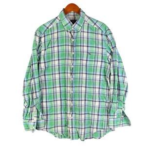 Vineyard Vines Tucker Plaid Long Sleeve Cotton Shirt Green Blue Mens Medium GUC‎